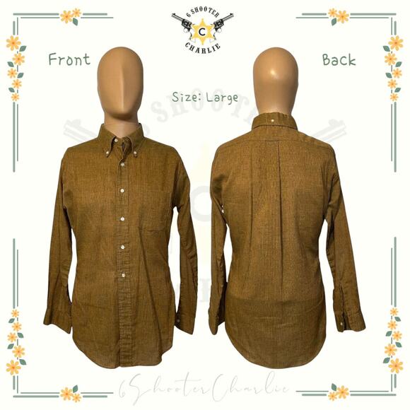 VTG 60s 70s Imperial Shirtmakers Guild Brown Foxtrel Polyester Cotton Blend LRG - Picture 1 of 6